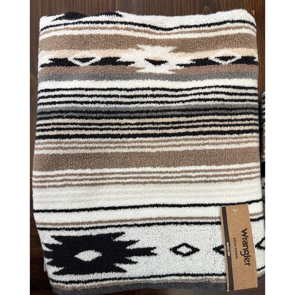 Wrangler Aztec Southwestern Set Of 2 Bath Towels & 2 Hand Towels Coyote Sands